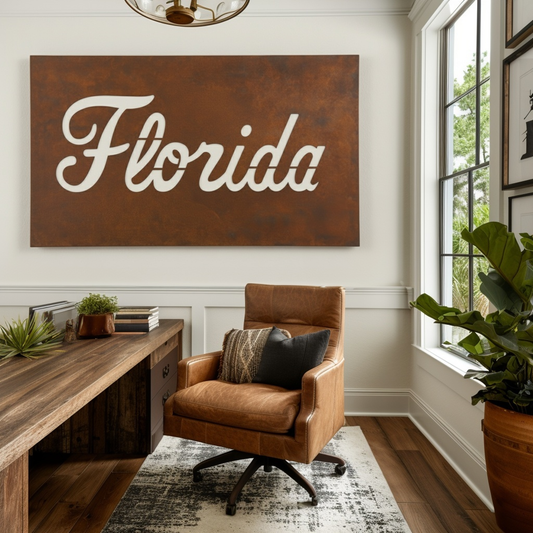 The Cursive Florida - Metal Wall Art - Landscape Umber