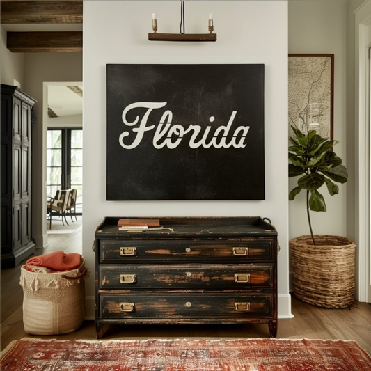 The Cursive Florida - Metal Wall Art- Square Forge