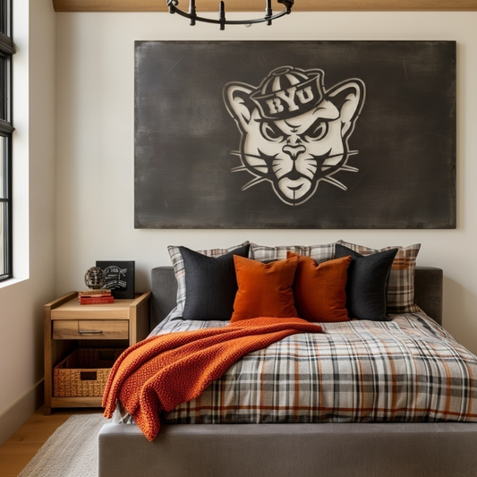 The BYU Cat- Metal Wall Art - Landscape Slate