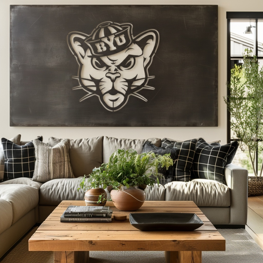 The BYU Cat- Metal Wall Art - Landscape Slate