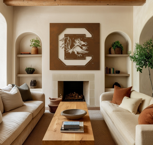 The Gamecock - Metal Wall Art - Square Umber