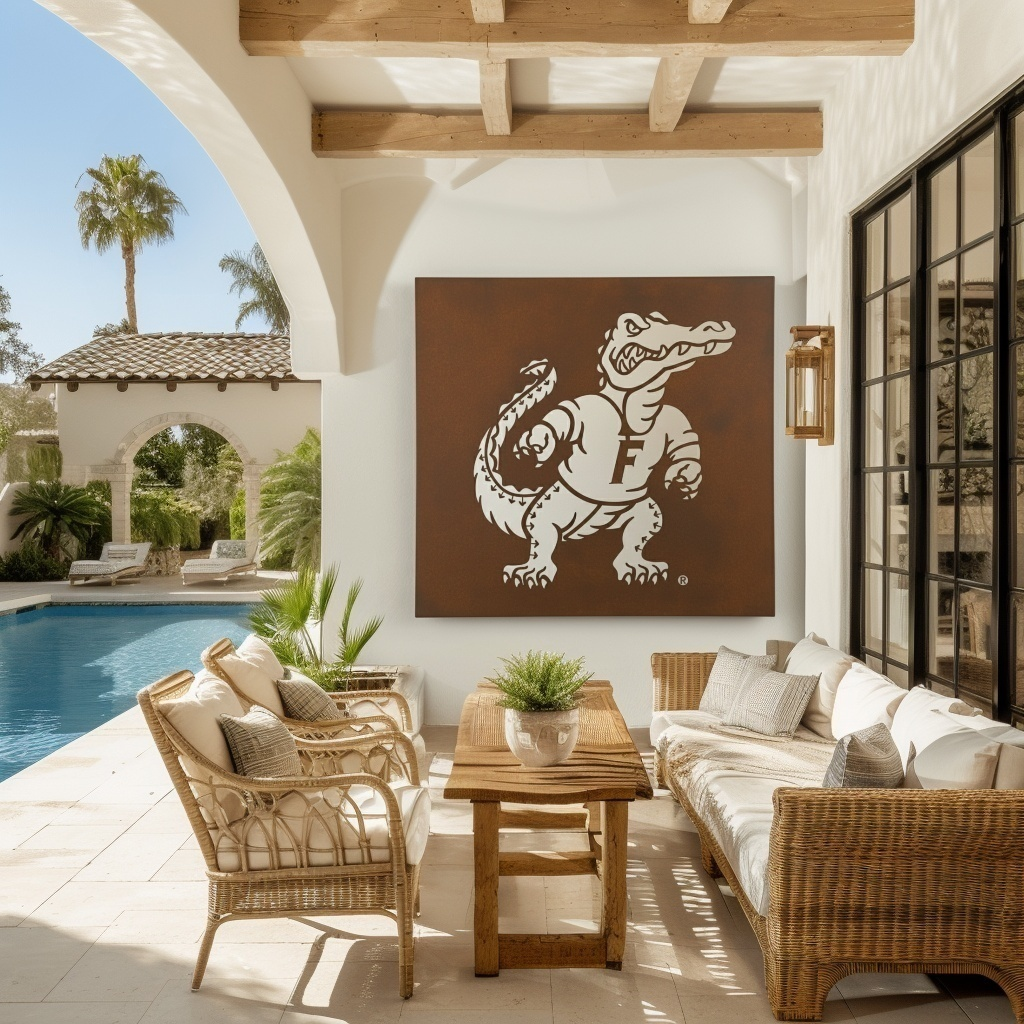 The Gator - Metal Wall Art- Square Umber