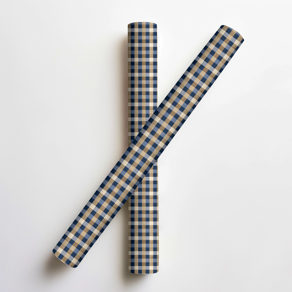 Blue Gingham Crest Wrapping Paper