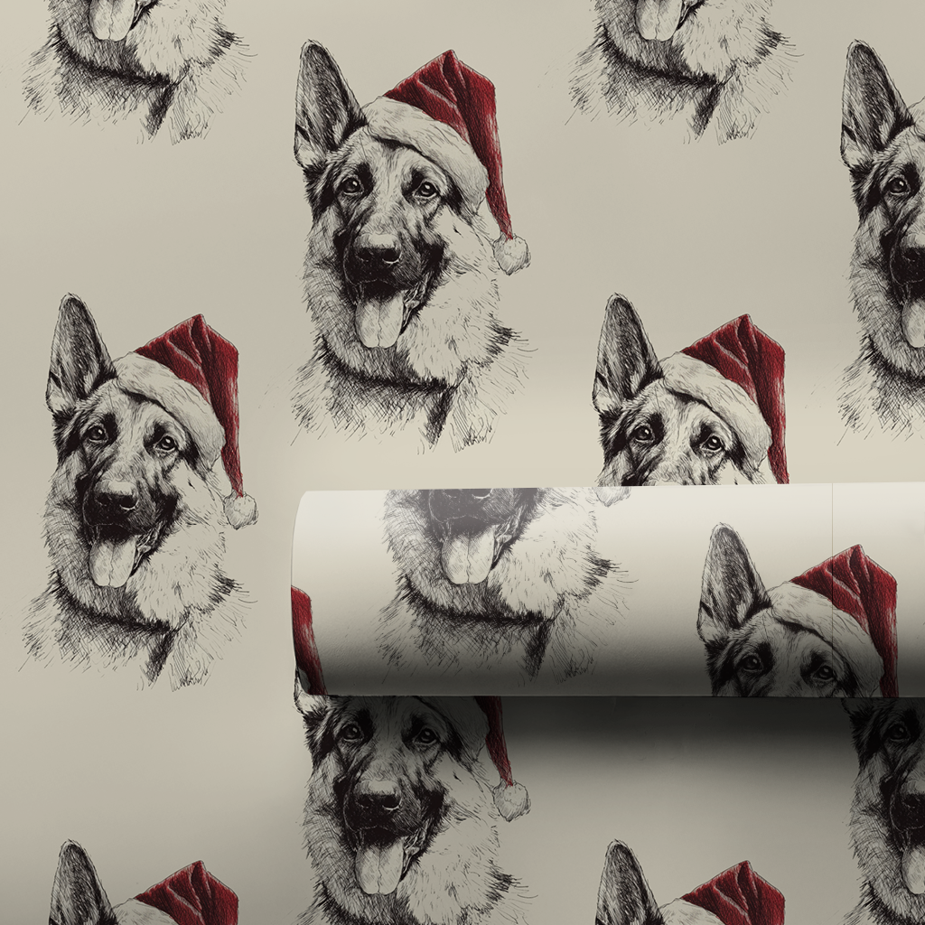 German Shepherd Claus Wrapping Paper