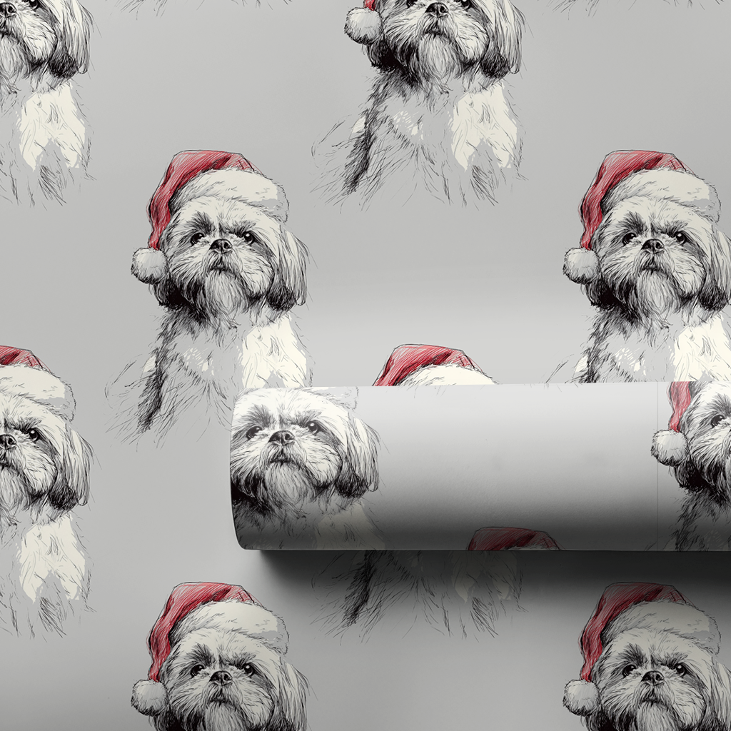 Shih Tzu Claus Wrapping Paper