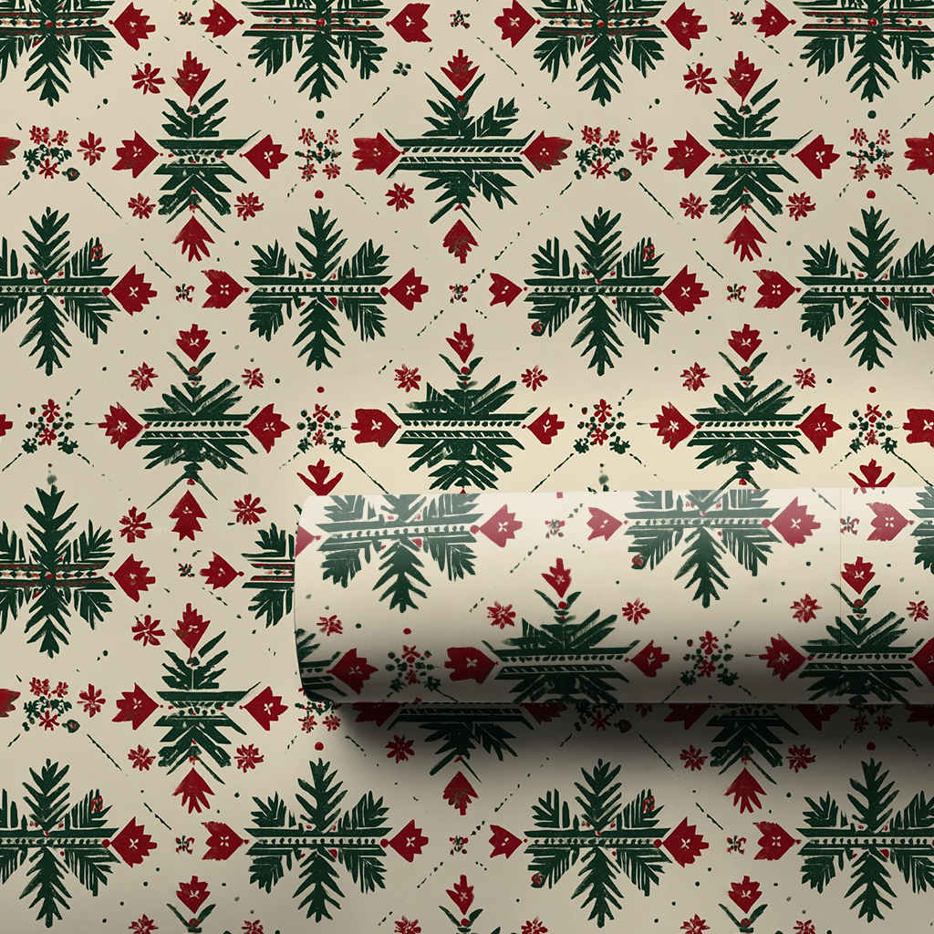Woodblock Noel Wrapping Paper