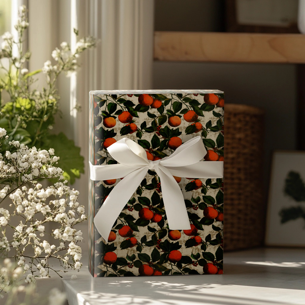 Tangerine Jolly Wrapping Paper