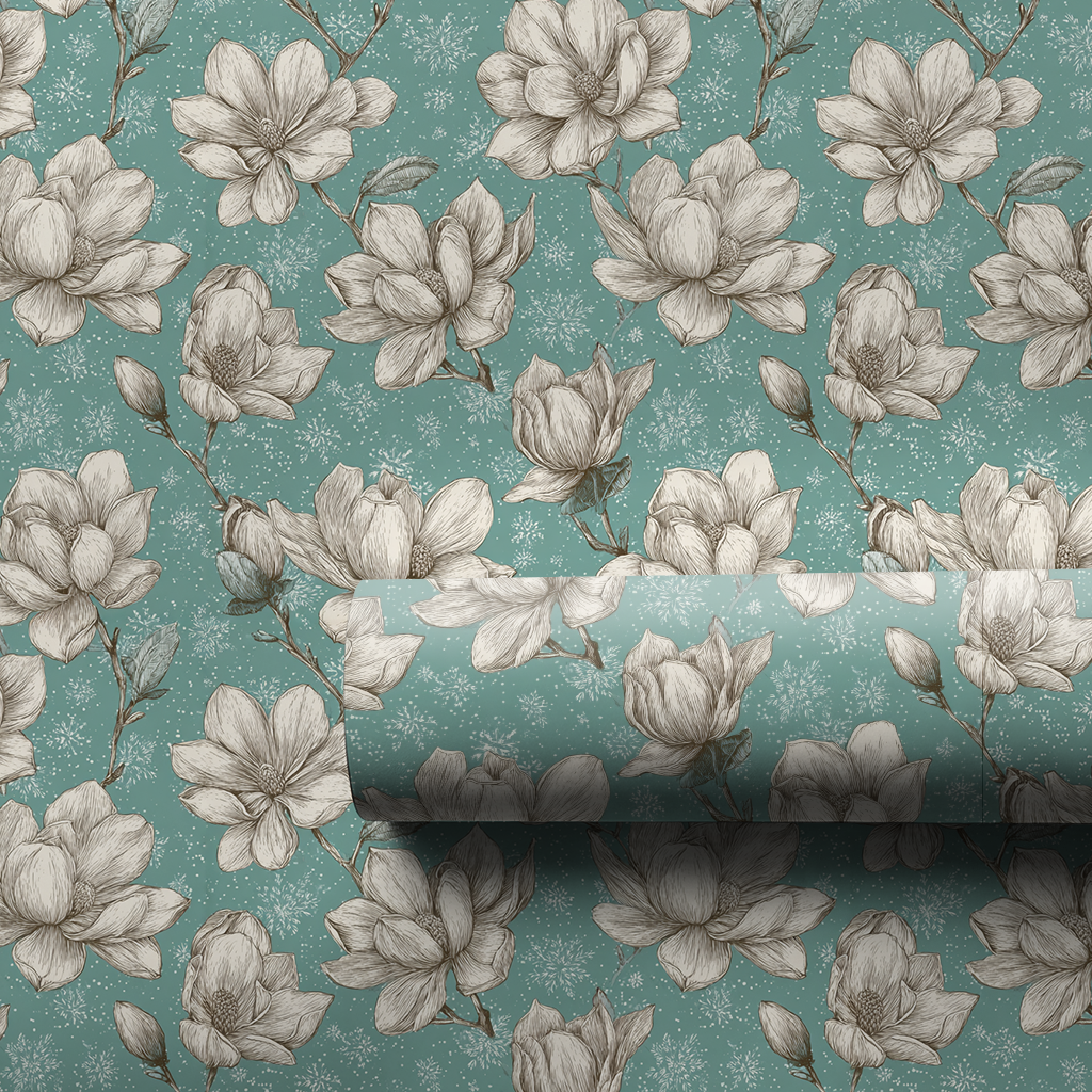Frosted Magnolia Wrapping Paper