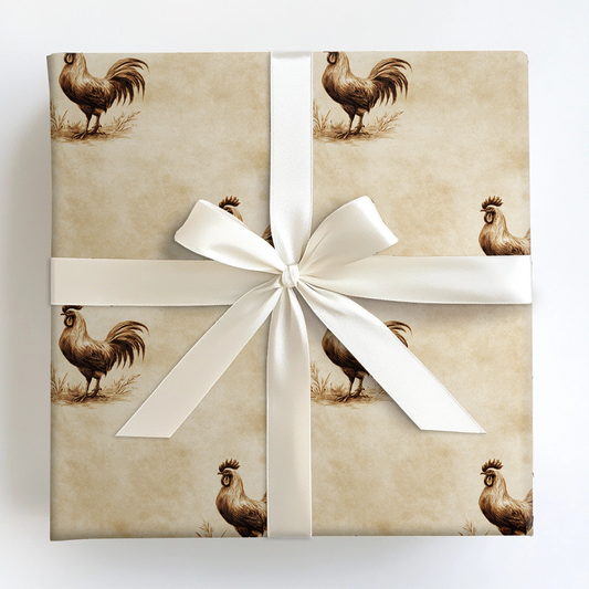Rooster Brown Wrapping Paper