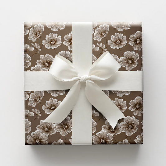 Blooms of Brown Wrapping Paper