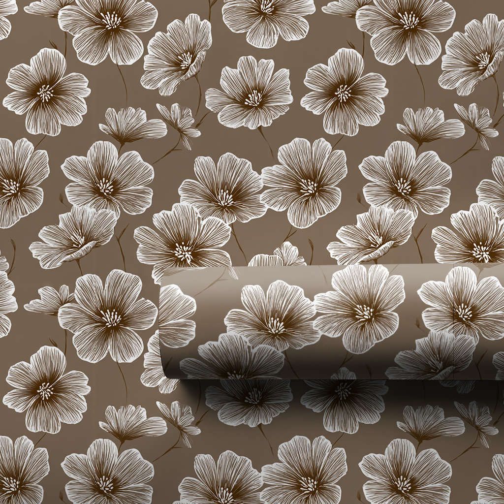 Blooms of Brown Wrapping Paper