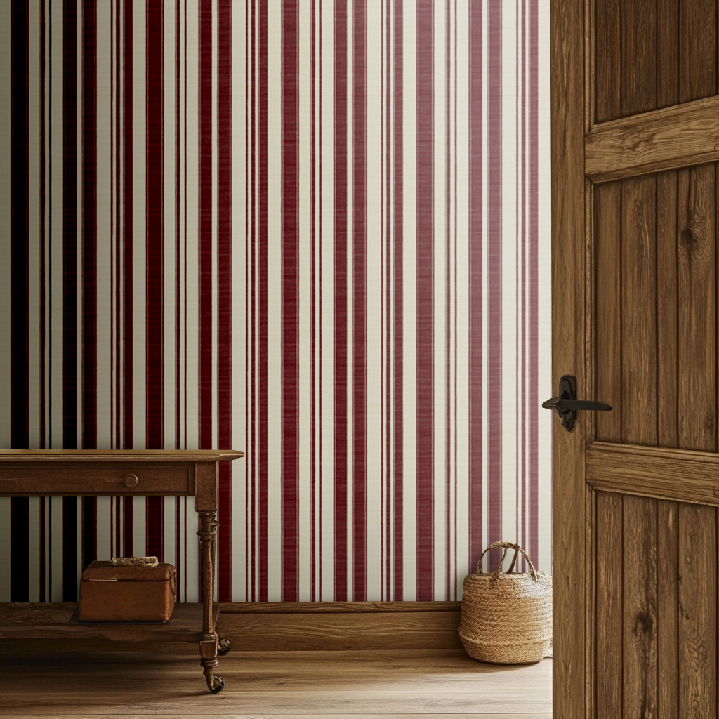 Beauregard Abstract Red Stripes Wallpaper