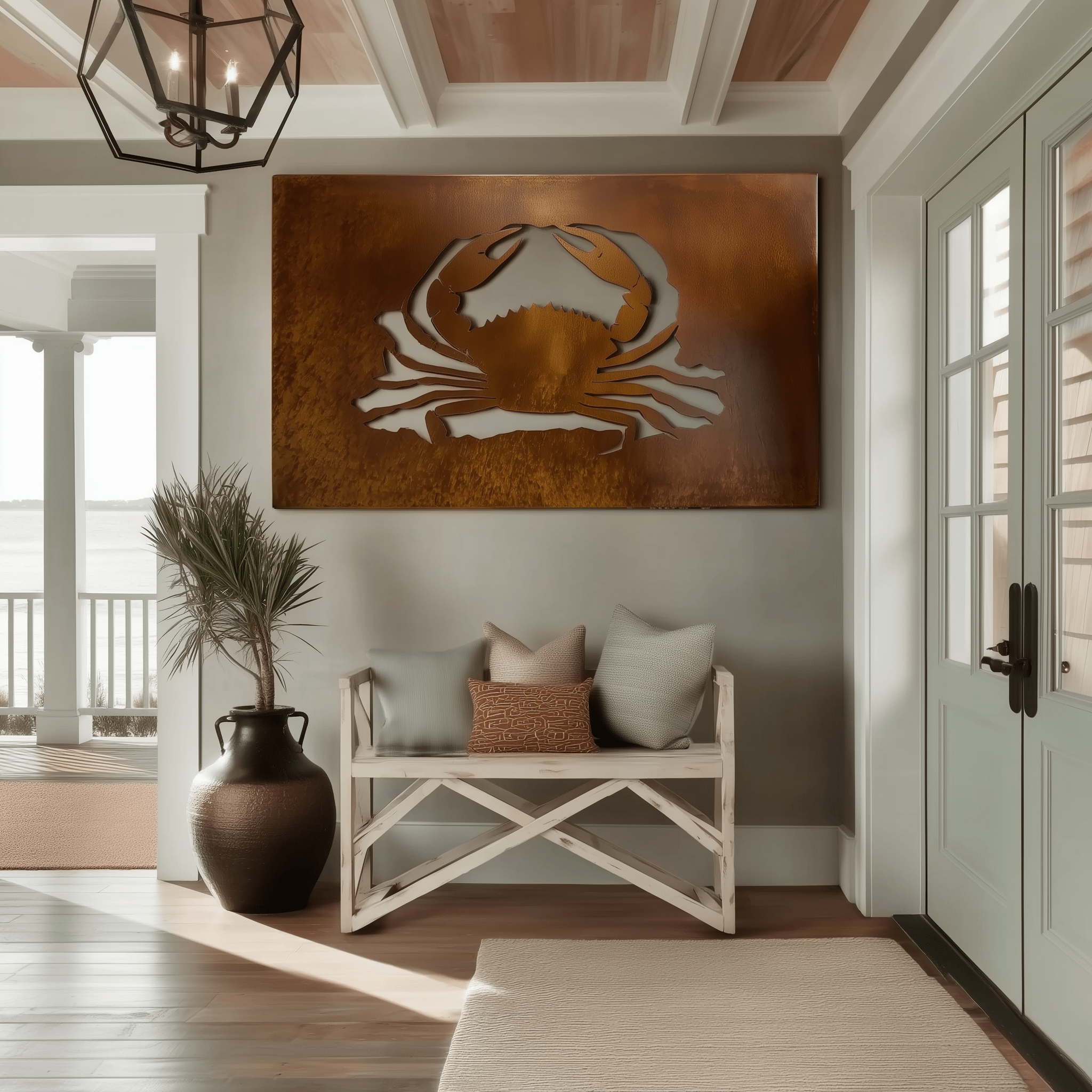 壮麗なハンドメイド・エジプト銅製壁掛けアート — リバーシブル仕様 2枚セット The Mud Crab - Metal Wall Art - Oxide – Anthem Classic