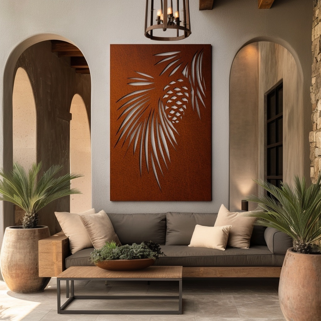 The Maine White Pine Cone and Tassel - Metal Wall Art