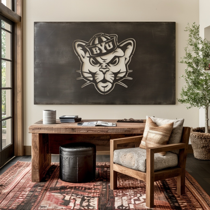 The BYU Cat- Metal Wall Art - Landscape Slate