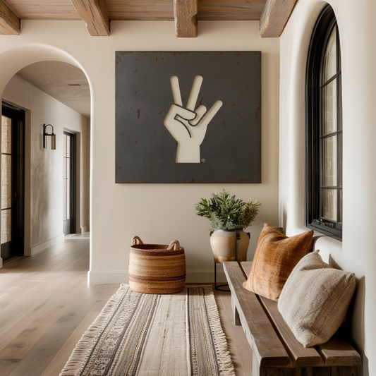The Hand Fork - Metal Wall Art - Square Slate