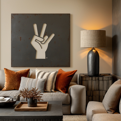 The Hand Fork - Metal Wall Art - Square Slate