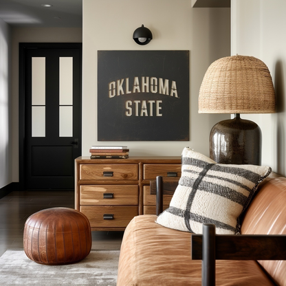 The Oklahoma State - Metal Wall Art - Square Slate