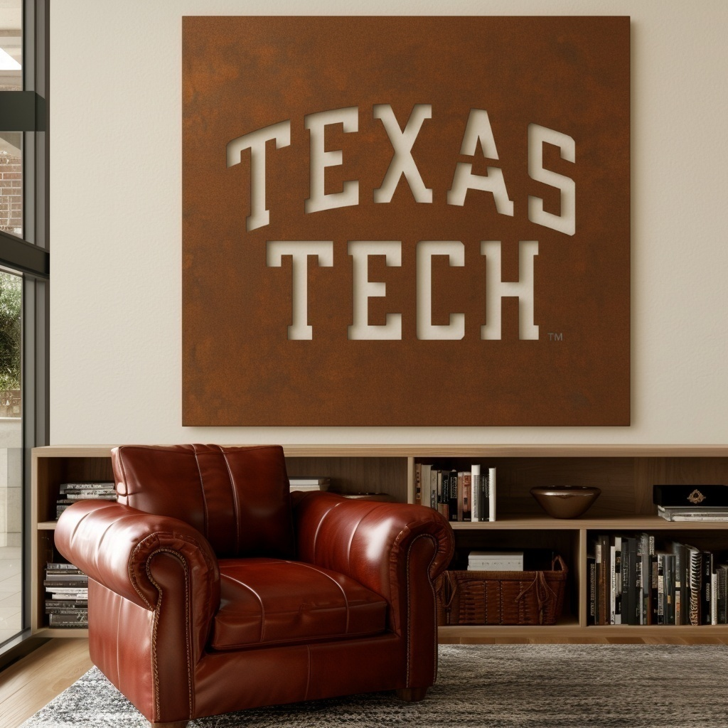 The Texas Tech - Metal Wall Art - Square Umber