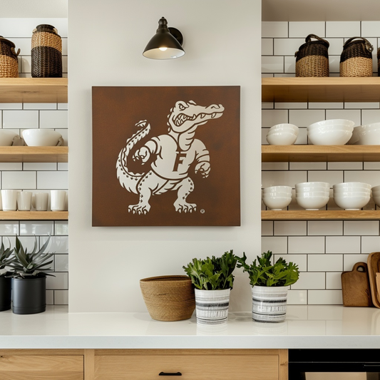 The Gator - Metal Wall Art- Square Umber