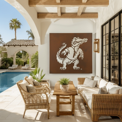 The Gator - Metal Wall Art- Square Umber