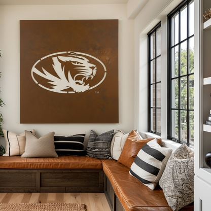 The Oval Tiger - Metal Wall Art- Square Umber