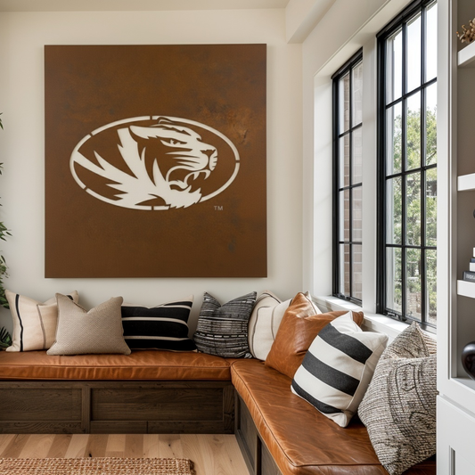 The Oval Tiger - Metal Wall Art- Square Umber