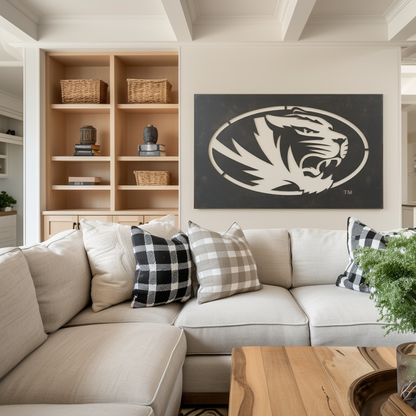 The Oval Tiger - Metal Wall Art - Landscape Slate
