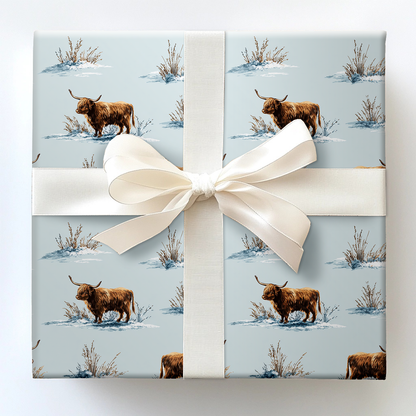 Cabin Christmas Cow Wrapping Paper