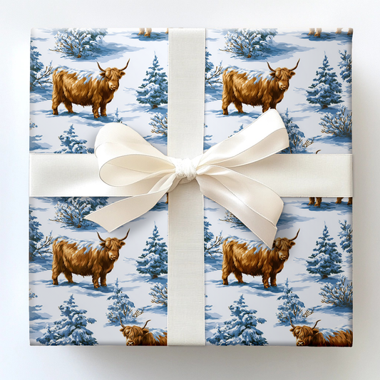 Bluebonnet Blizzard Cow Wrapping Paper
