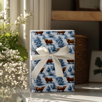 Bluebonnet Blizzard Cow Wrapping Paper