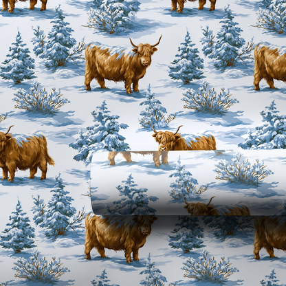 Bluebonnet Blizzard Cow Wrapping Paper