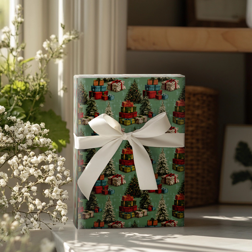 Golden Hollyridge Wrapping Paper
