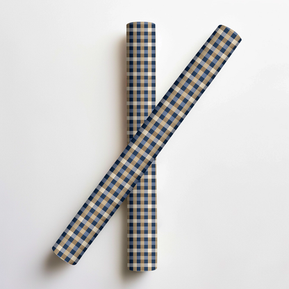 Blue Gingham Crest Wrapping Paper