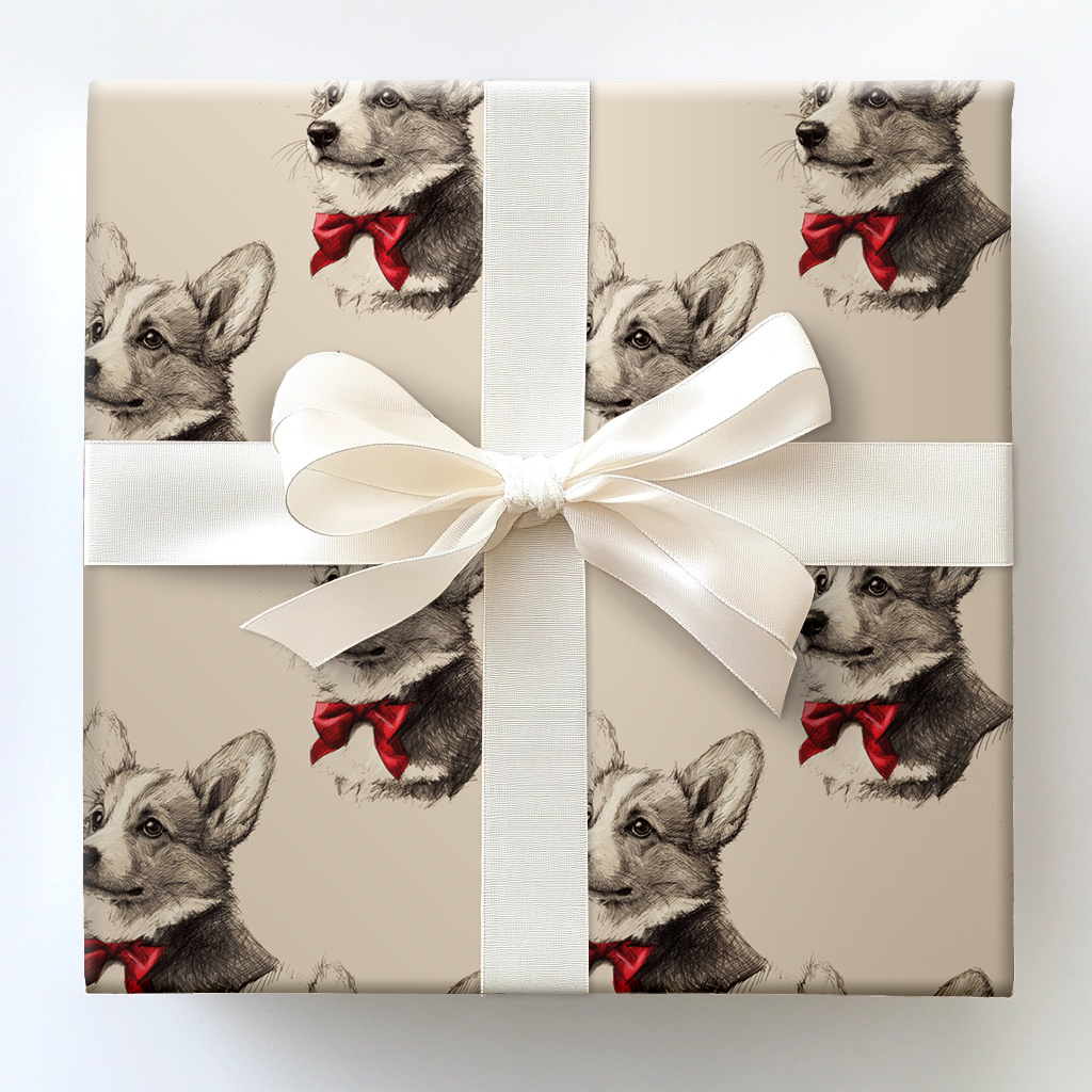Corgi Bow Wrapping Paper