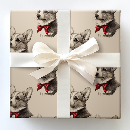 Corgi Bow Wrapping Paper