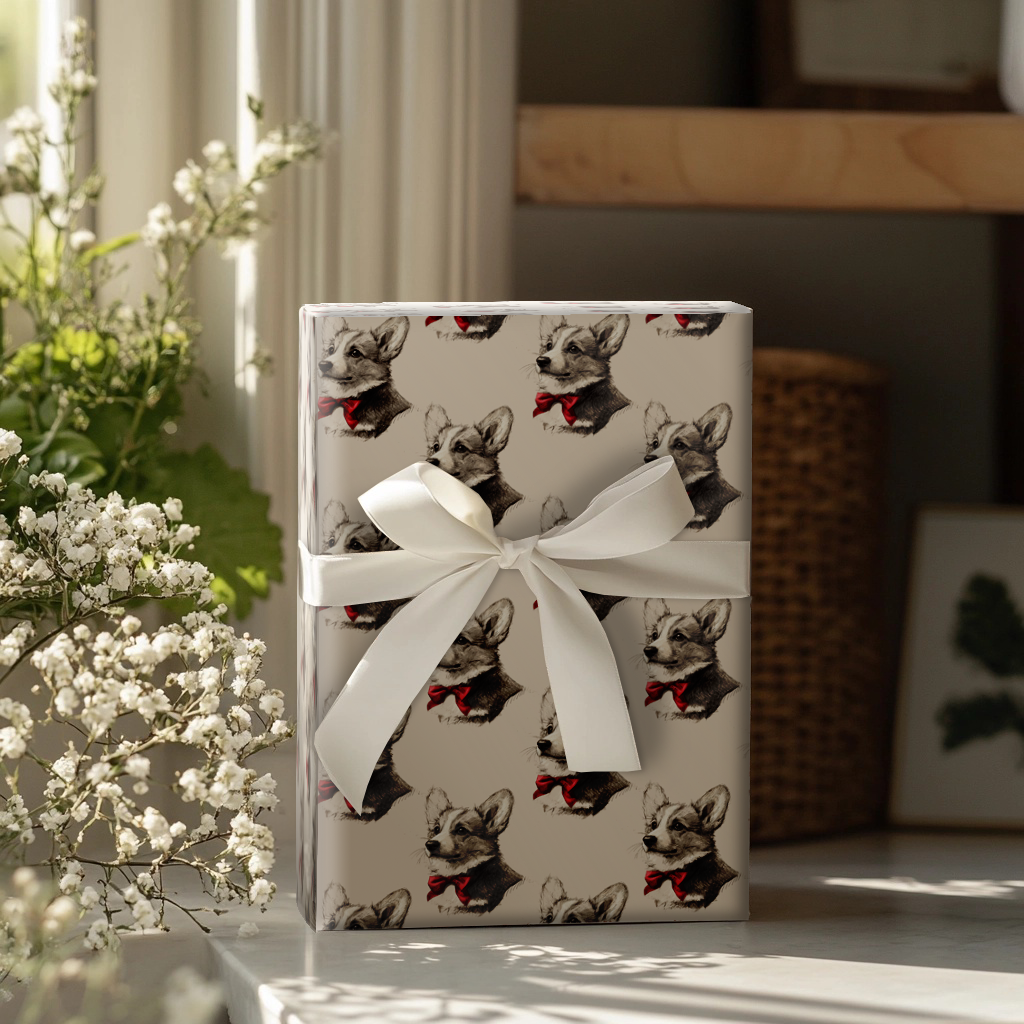 Corgi Bow Wrapping Paper