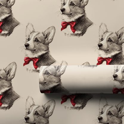 Corgi Bow Wrapping Paper
