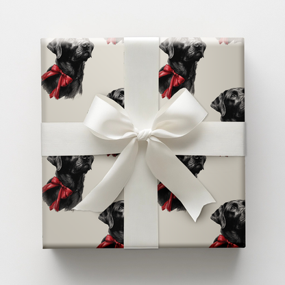 Black Lab Bow Wrapping Paper