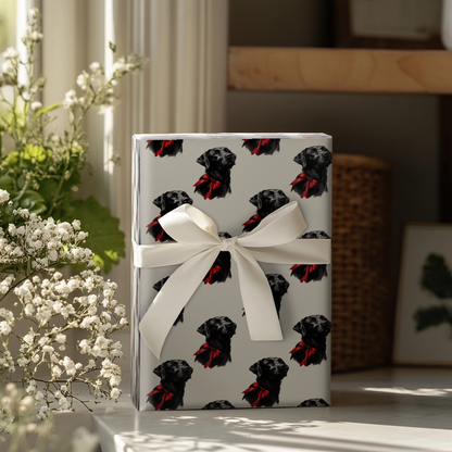 Black Lab Bow Wrapping Paper
