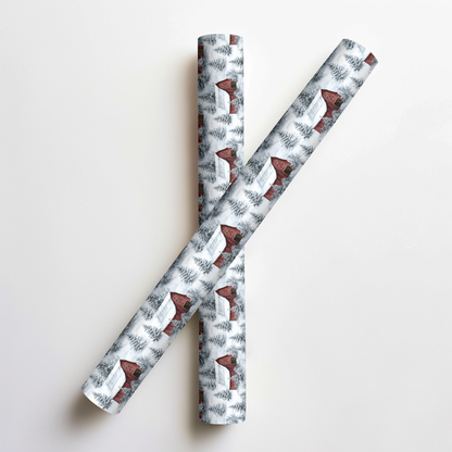 Red Barn Snow Wrapping Paper