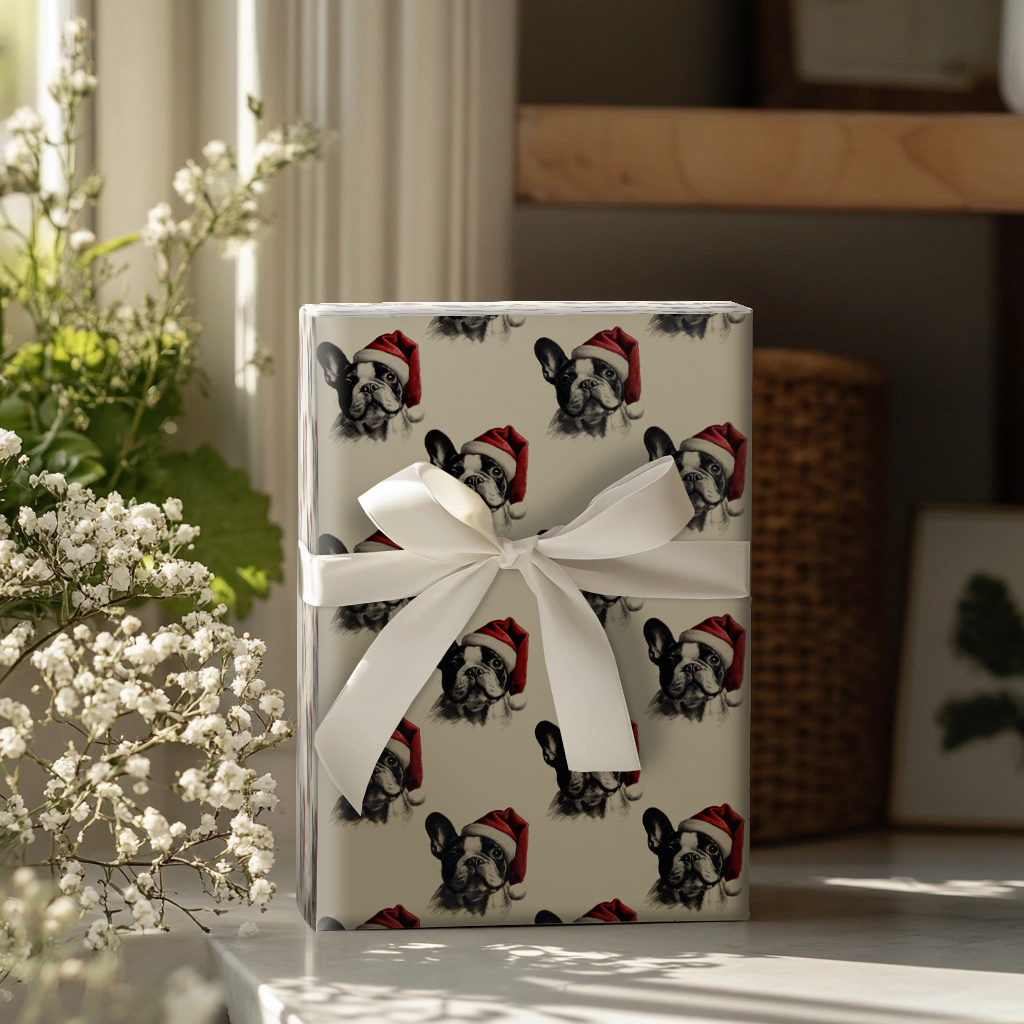 Frenchie Claus Wrapping Paper