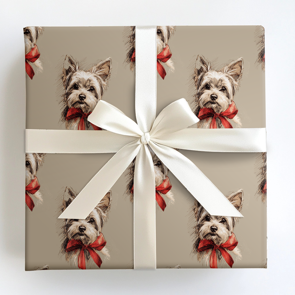Yorkie Bow Wrapping Paper