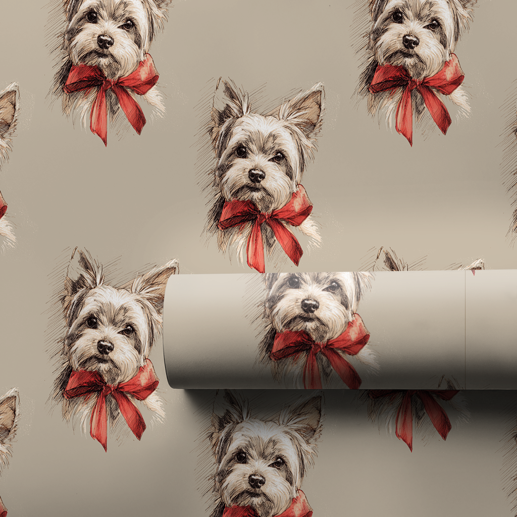 Yorkie Bow Wrapping Paper