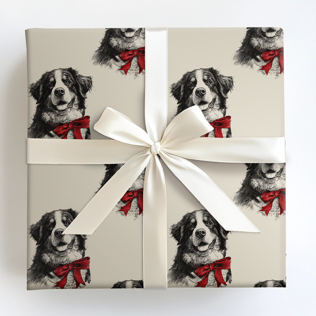 Bernese Mountain Bow Wrapping Paper