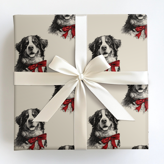 Bernese Mountain Bow Wrapping Paper