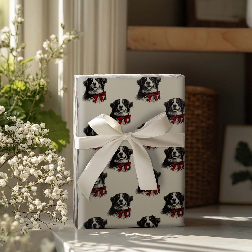 Bernese Mountain Bow Wrapping Paper