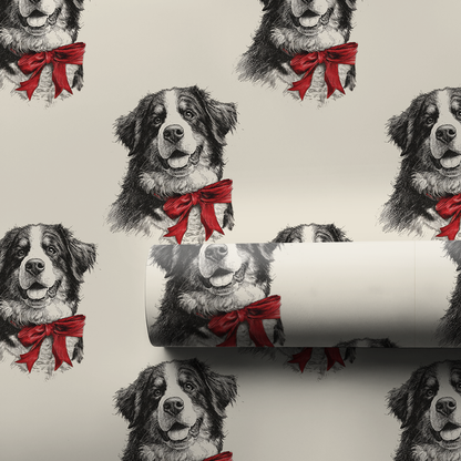 Bernese Mountain Bow Wrapping Paper