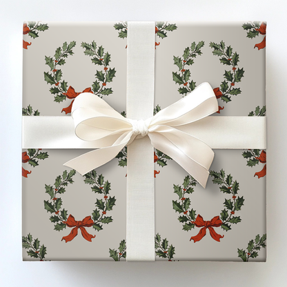Vintage Wreath Wrapping Paper
