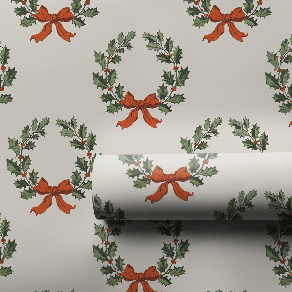 Vintage Wreath Wrapping Paper